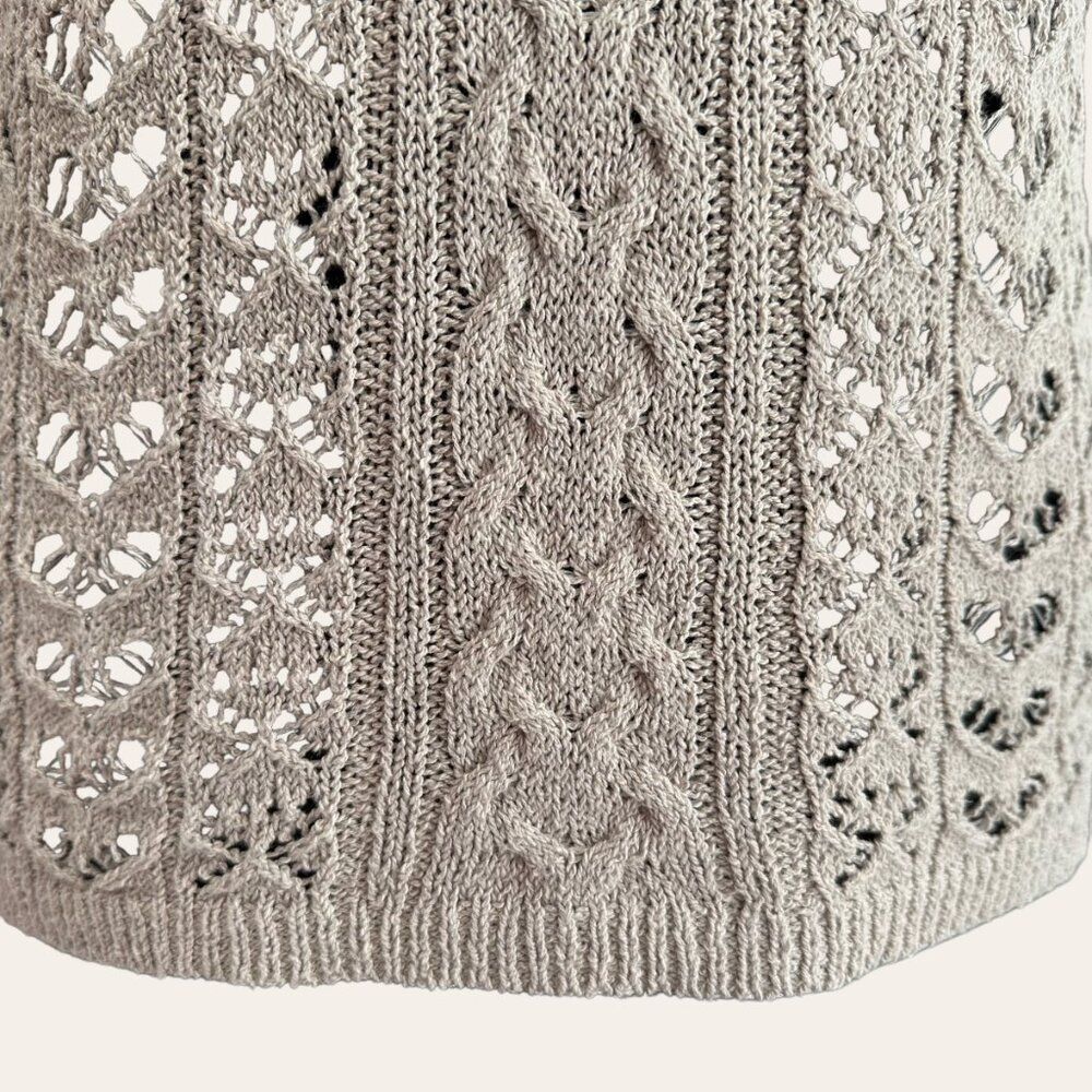 Free People Boho Crochet Tie Open Back S Top Stone Beige Tan Long Sleeves EUC - Picture 9 of 13